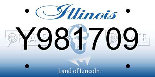 Y981709 Illinois License Plate