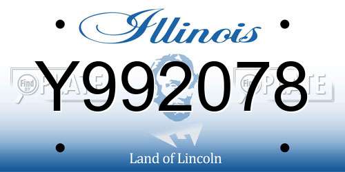 Y992078 Illinois License Plate