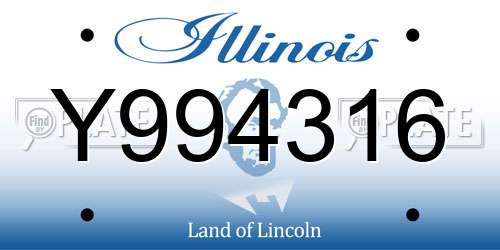 Y994316 Illinois License Plate