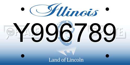 Y996789 Illinois License Plate