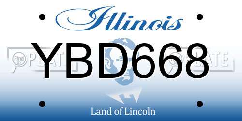 YBD668 Illinois License Plate