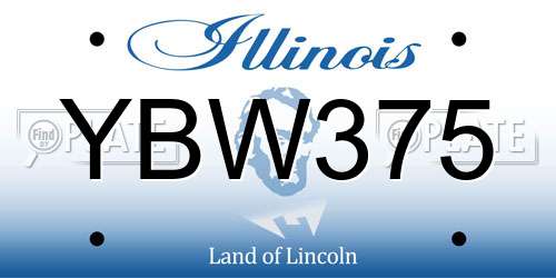 YBW375 Illinois License Plate