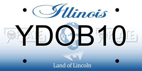 YDOB10 Illinois License Plate