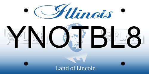 YNOTBL8 Illinois License Plate