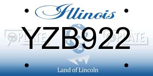YZB922 Illinois License Plate