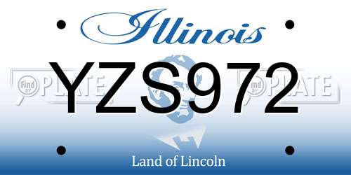 YZS972 Illinois License Plate