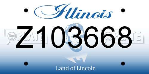 Z103668 Illinois License Plate