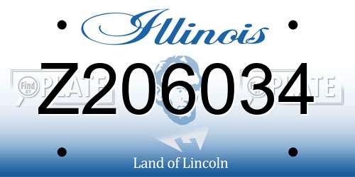 Z206034 Illinois License Plate