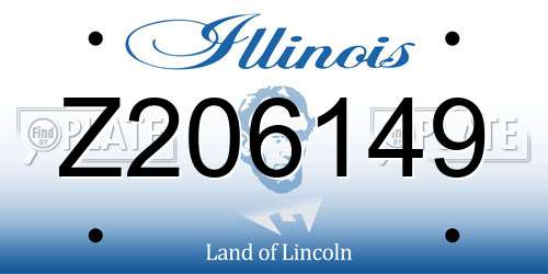 Z206149 Illinois License Plate