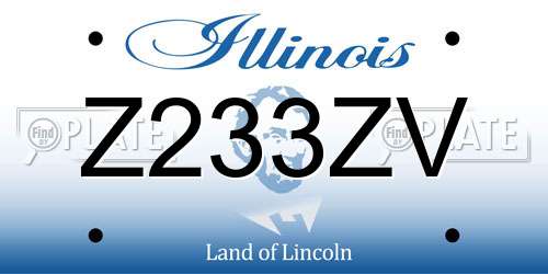 Z233ZV Illinois License Plate