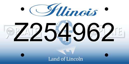 Z254962 Illinois License Plate