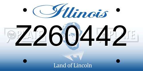 Z260442 Illinois License Plate