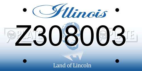 Z308003 Illinois License Plate
