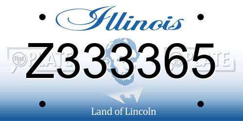 Z333365 Illinois License Plate