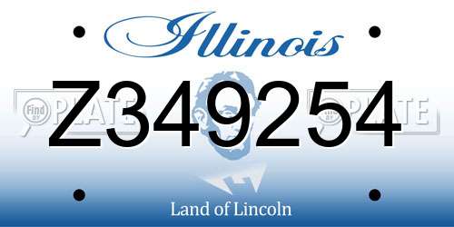 Z349254 Illinois License Plate
