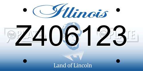 Z406123 Illinois License Plate