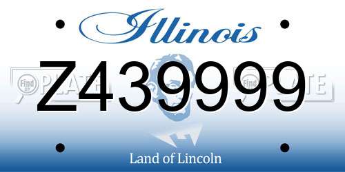 Z439999 Illinois License Plate