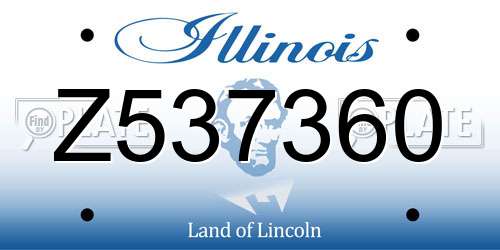 Z537360 Illinois License Plate