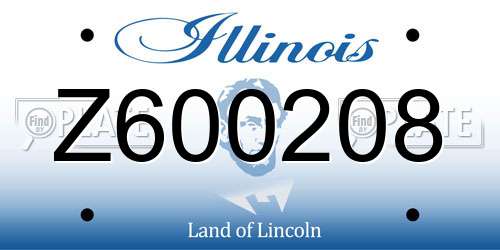 Z600208 Illinois License Plate