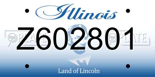 Z602801 Illinois License Plate