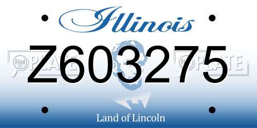 Z603275 Illinois License Plate