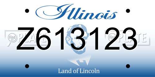 Z613123 Illinois License Plate