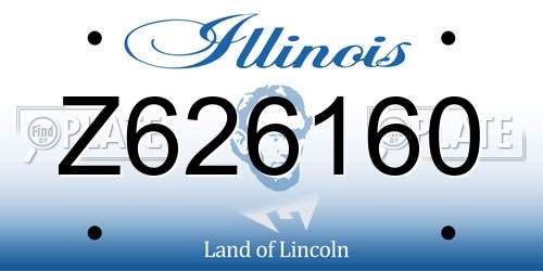 Z626160 Illinois License Plate