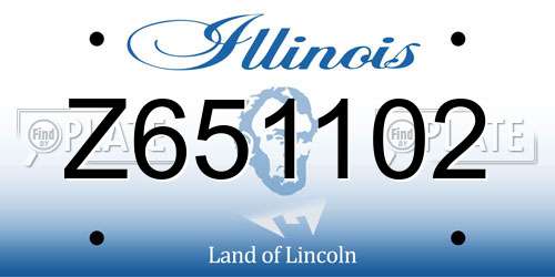 Z651102 Illinois License Plate