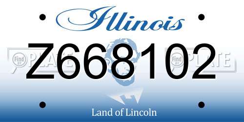 Z668102 Illinois License Plate