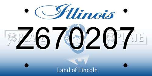 Z670207 Illinois License Plate