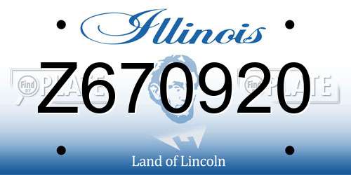 Z670920 Illinois License Plate
