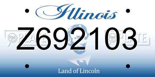 Z692103 Illinois License Plate