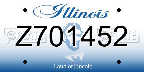 Z701452 Illinois License Plate