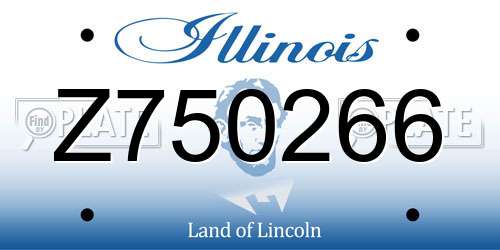 Z750266 Illinois License Plate