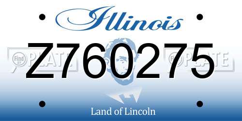 Z760275 Illinois License Plate