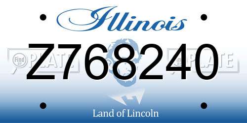Z768240 Illinois License Plate