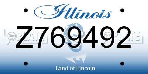 Z769492 Illinois License Plate