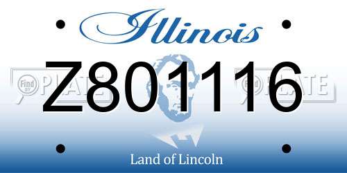 Z801116 Illinois License Plate
