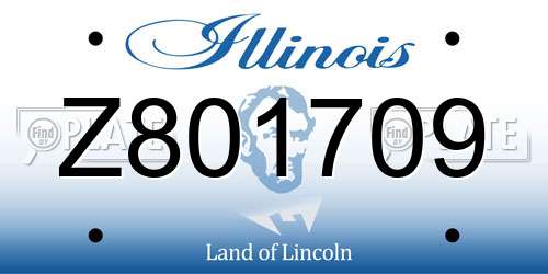 Z801709 Illinois License Plate