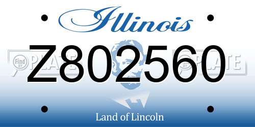Z802560 Illinois License Plate