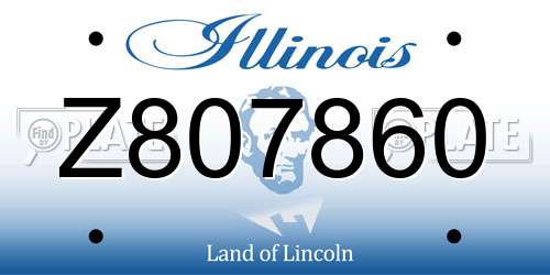 Z807860 Illinois License Plate