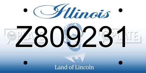Z809231 Illinois License Plate