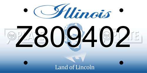 Z809402 Illinois License Plate