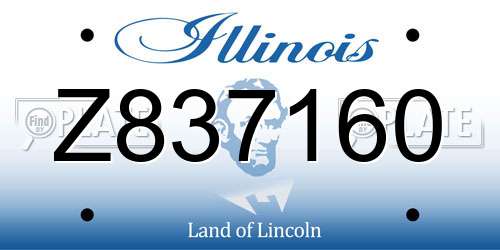 Z837160 Illinois License Plate