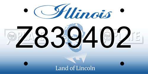 Z839402 Illinois License Plate