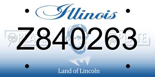 Z840263 Illinois License Plate
