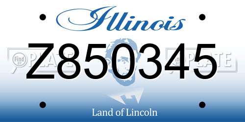 Z850345 Illinois License Plate