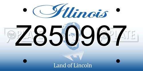 Z850967 Illinois License Plate