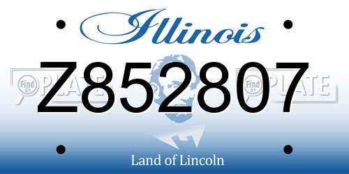 Z852807 Illinois License Plate