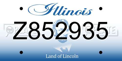 Z852935 Illinois License Plate